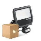 Multipack 5x Ledvance Proyector LED Aluminium Negro 41W 6000lm 100D - 840 Blanco Frio | IP65 - Sensor De Movimiento Y Luz - Simétrico